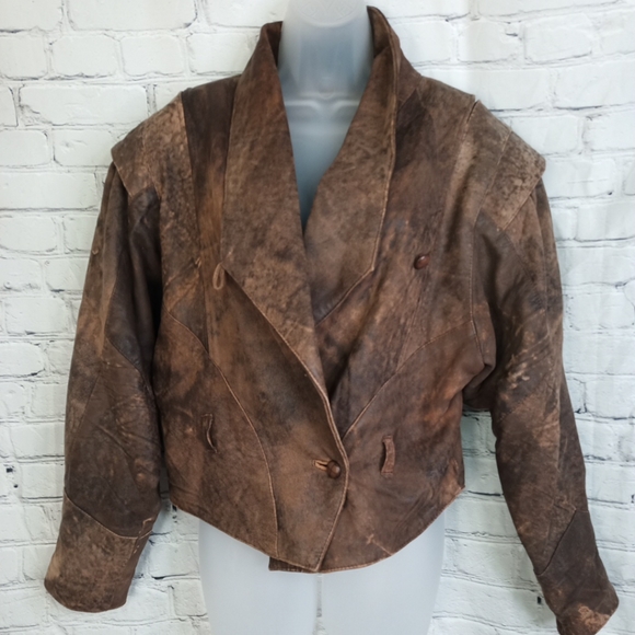 unknown Jackets & Blazers - Vintage German Women's Leather Jacket with printed lining